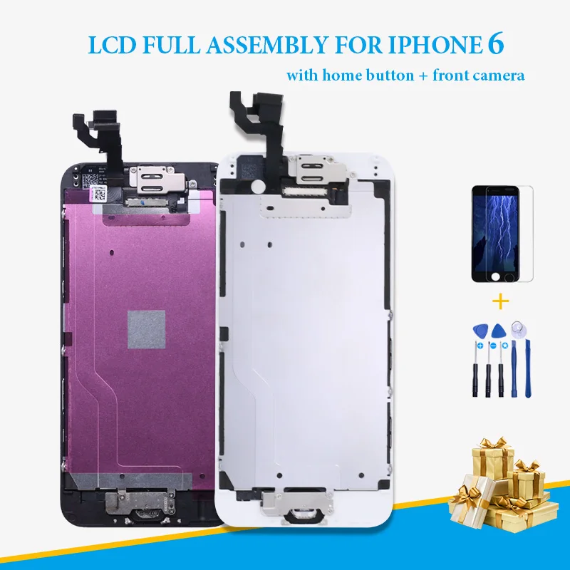 

Полный экран в сборе для iPhone 6 6G, сменный ЖК-экран, сенсорный экран, полный комплект, дигитайзер в сборе + подарок
