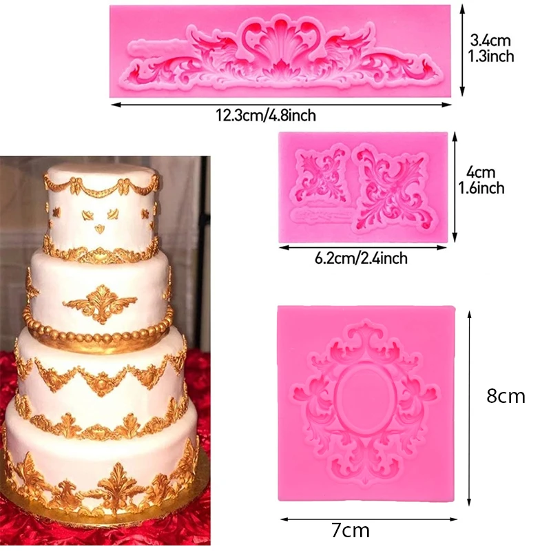 European Style Lace Silicone Mold Retro Embossed Border Cupcake Top Decoration Polymer Clay Embossed Cake Decoration Tool