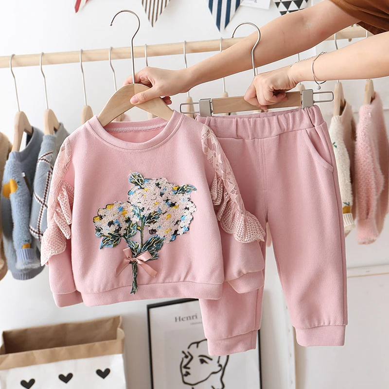 girl clothing sets fashion children clothes for girls sportswear kids Cotton tracksuit 3 4 years Toddler outfits Flowers costume