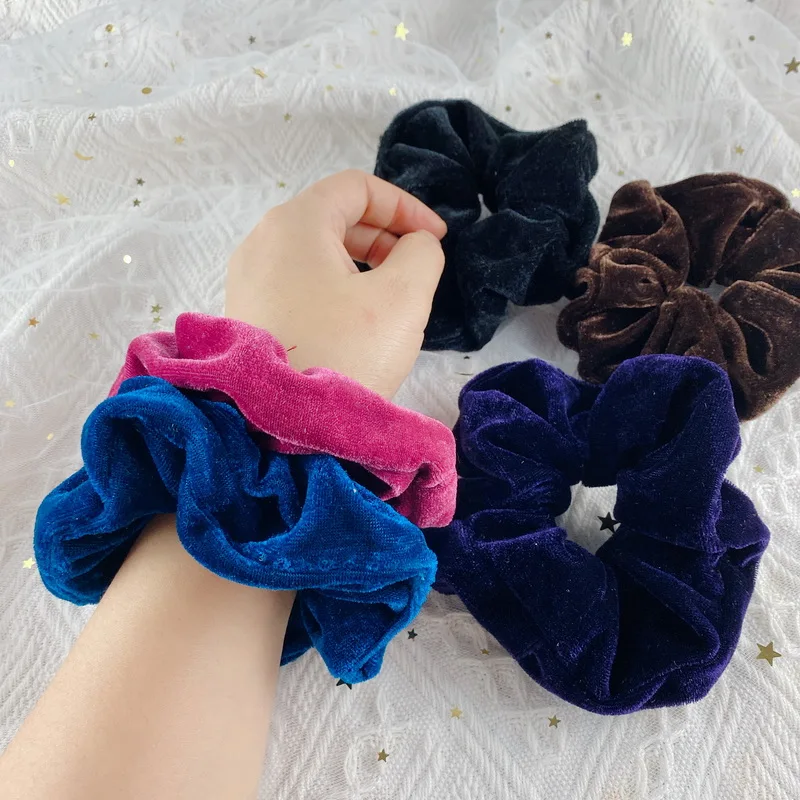 2021 Korea Velvet Scrunchie for women elastic hair bands girl Solid Color Headband Ponytail Holder Hair Ties hair Accessoires