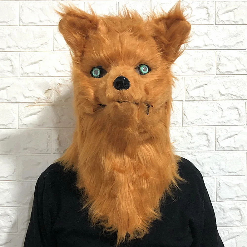 

Fox Head Mask Can Open Mouth Halloween Cosplay Costume Animal Mask Make-up Dance Cute Cartoon Funny Props Full Villus Fox Mask