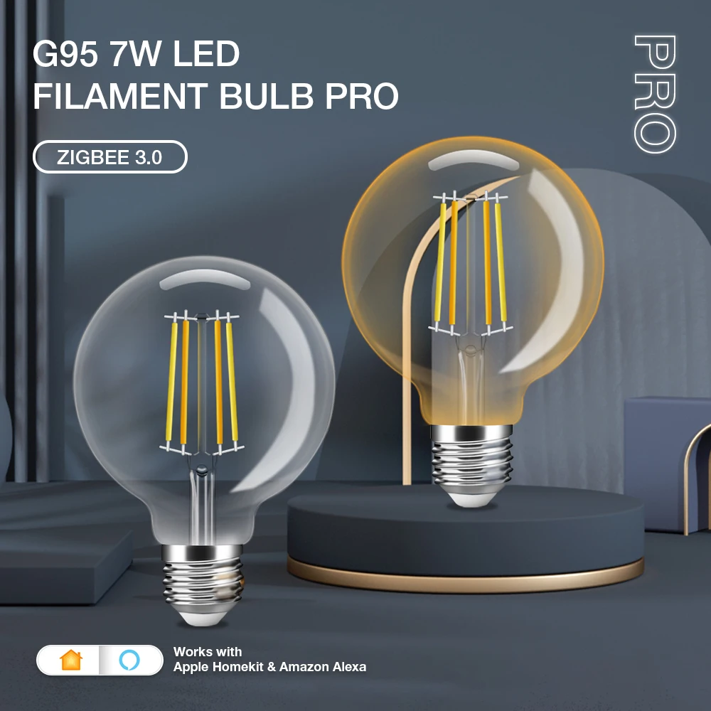 Gledopto-bombilla LED clásica para iluminación interior de casa inteligente, lámpara G95 de 7W, funciona con la aplicación Tuya, Alexa, Control