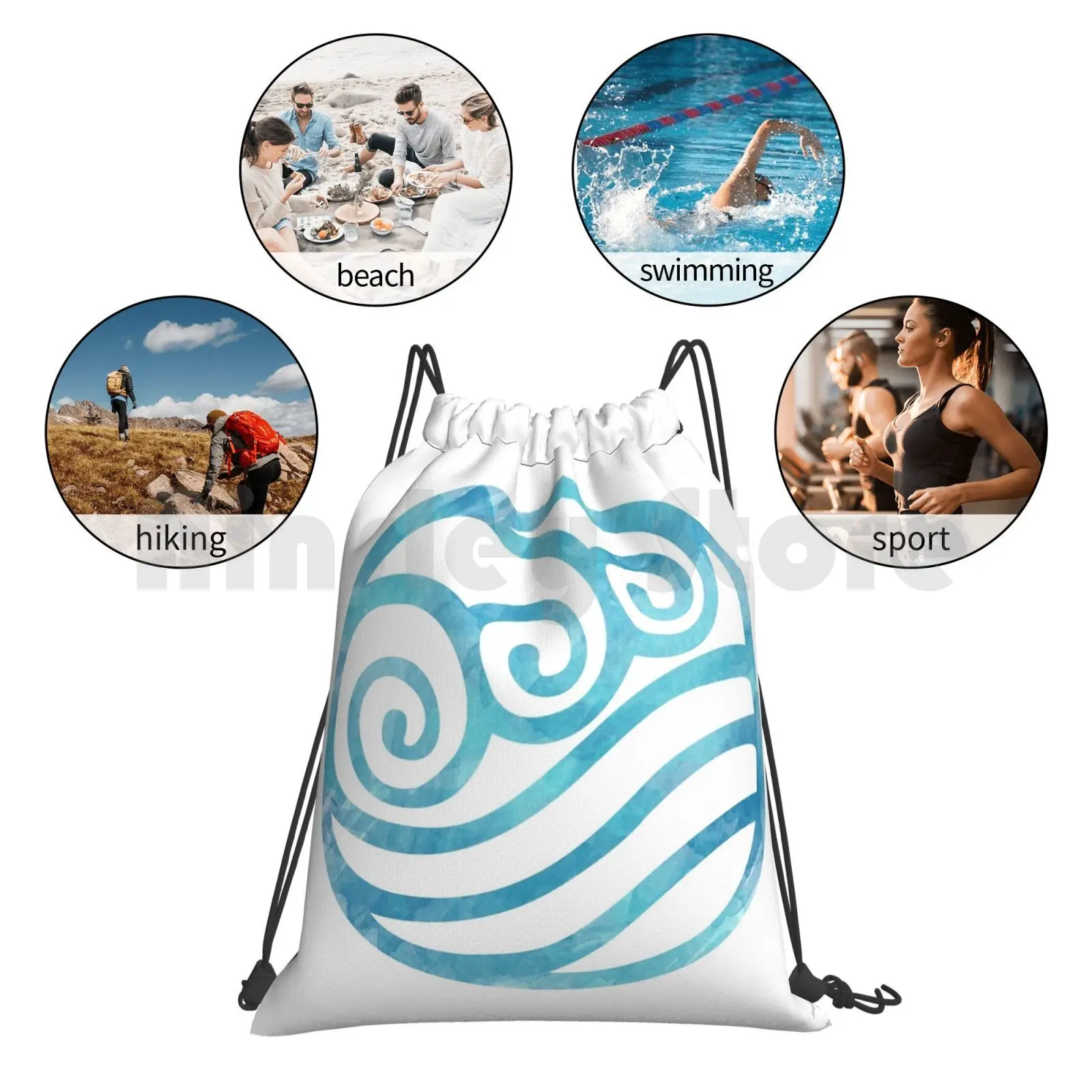 Акварельный рюкзак с символом водного племени, сумки на шнурке, спортивная сумка, водонепроницаемая акварель водного племени The Last Airbender Lok