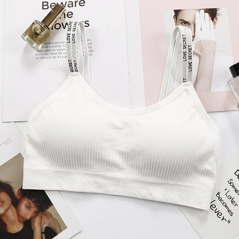 Women Bandeau Bra Sexy Lingerie Push Up Tube Tops Crop Top Seamless Underwear Letter Shoulder Strap Padding  Female Tube Tops