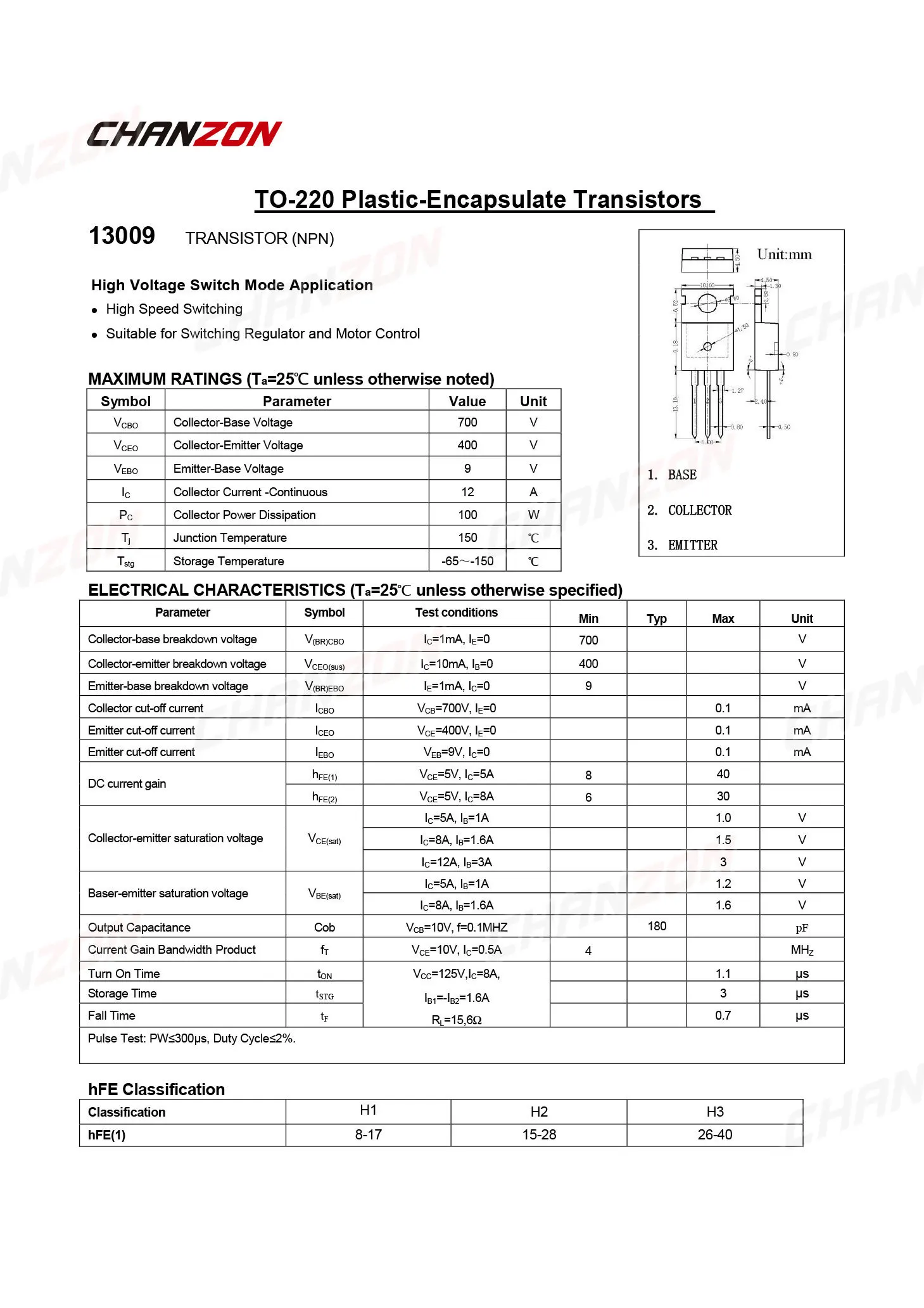 Imagem -04 - Circuitos Integrados Npn Transistor Bipolar Circuitos Integrados de 13009 v Para220 Confecção de Tubos de Triodo Bjt Mje13009 E13009 Fjp13009 12a 700v com 10 Peças