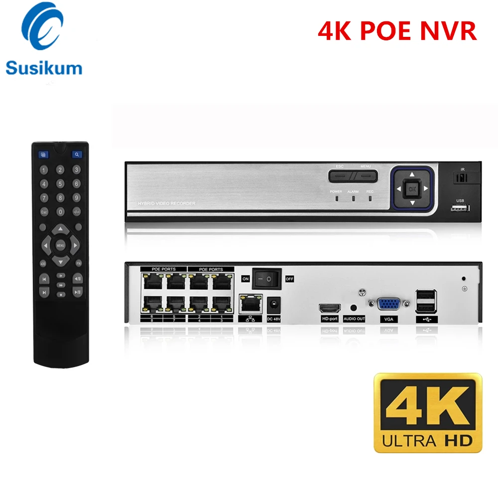 H.265 8MP IP POE NVR 4CH 8CH Security Network Video Recorder XMEye APP P2P Face Detection With Remove Control