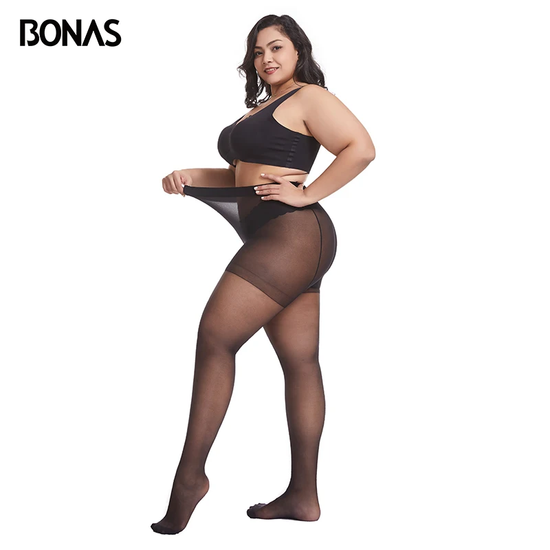 BONAS-pantimedias elásticas para mujer, medias de nailon resistentes al desgarro, Sexy, corte arbitraria, 15D, XXXL, Primavera