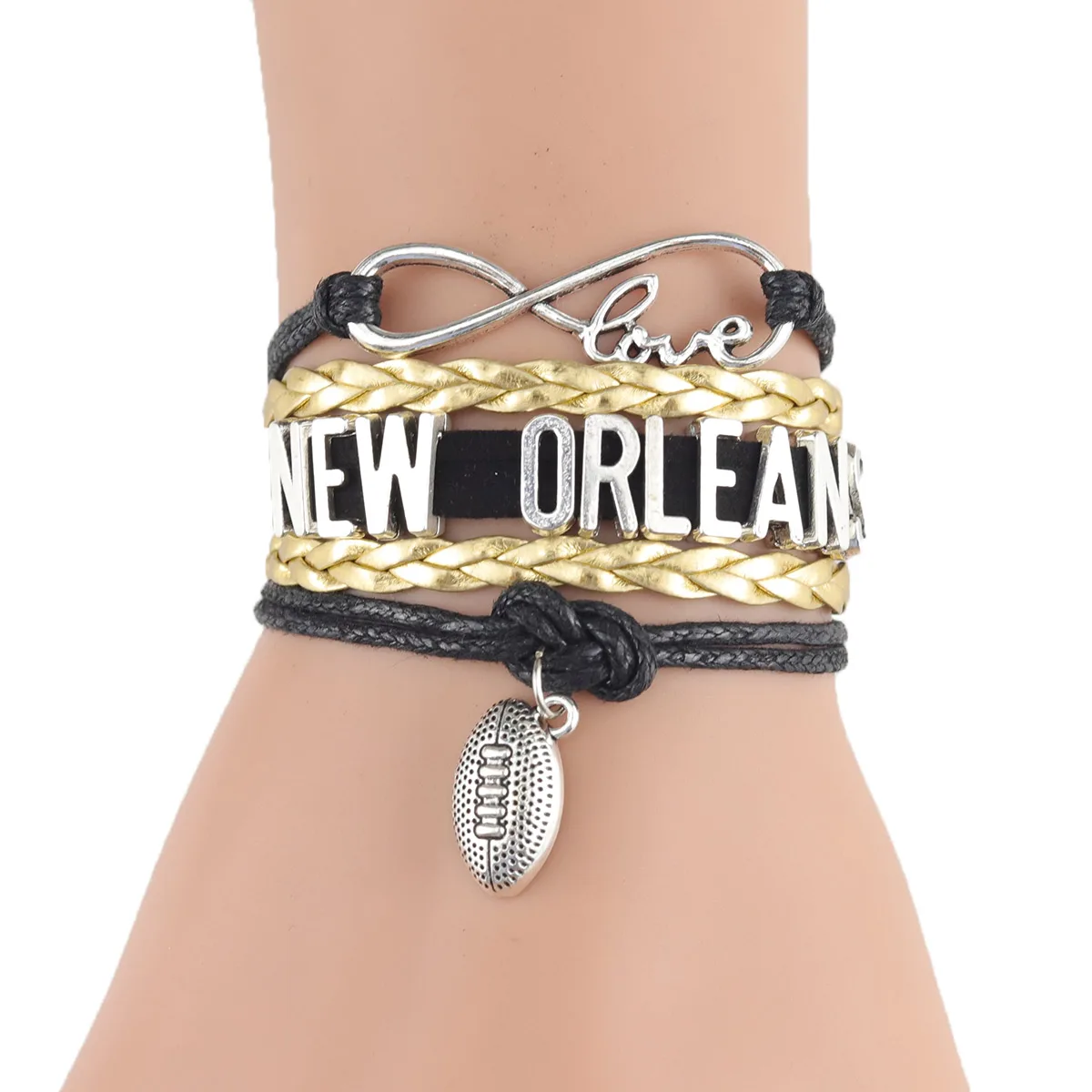 Infinity Love New Orleans Tom Football Bracelet Stacks Charm Women Leather Rope Wrap Bracelets & Bangles For Women Men Jewelry