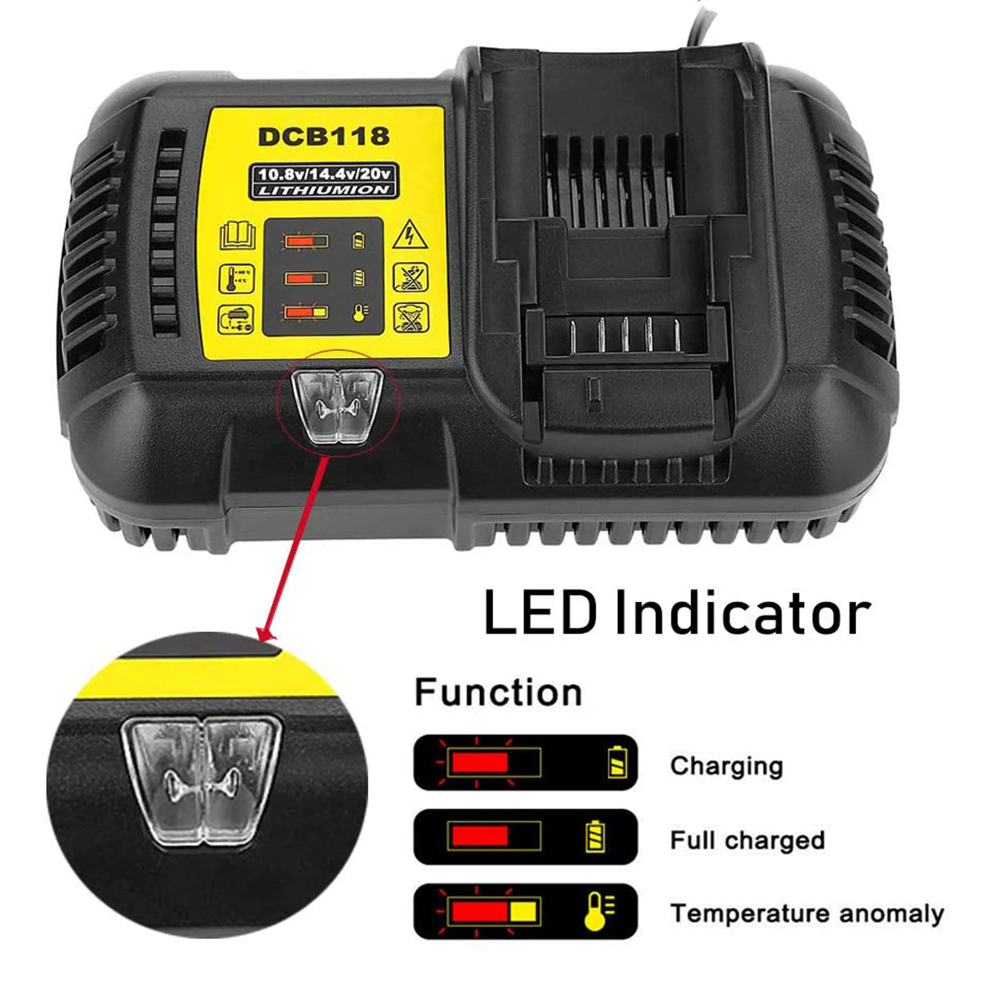 Per Dewalt Li-Ion Battery Charger 10V 12V 14.4V 18V 4.5A Per DCD710 DCF610 DCS310 DCF88 DCG412L2 DCB112/118