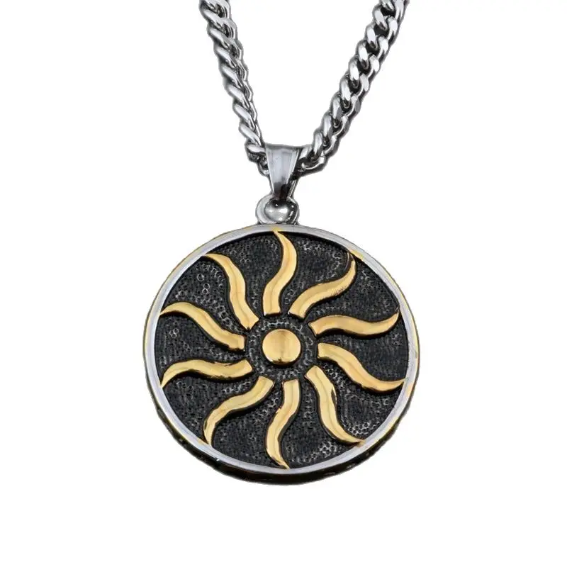 New Arrival Sun Wheel Golden-Sun Kolovrat Slavic Amulet pendant norse Occult Symbol Pendant Germanic men women necklace,CAGF0067