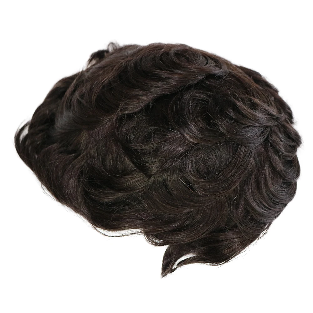 Perruque de cheveux humains Full PU pour hommes, délié naturel 1B20, gris, noir, marron, toupet en micropeau, super durable, peau fine, prothèse capillaire