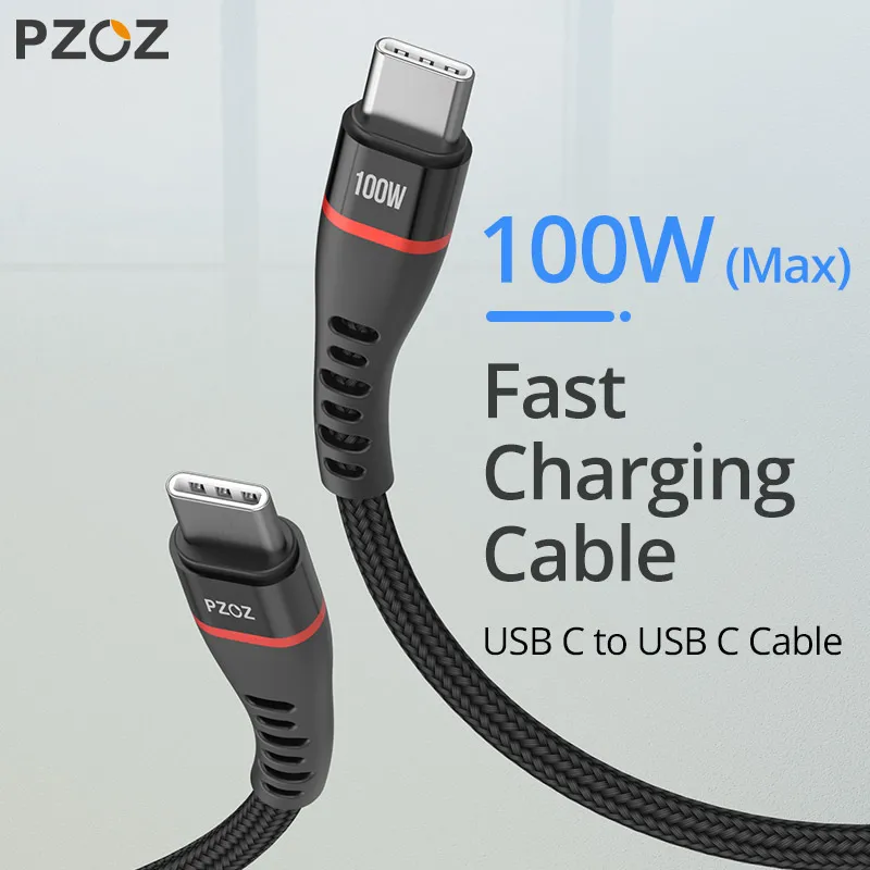 PZOZ 100W USB C to USB Type C Cable PD 5A Fast Charging For iPhone 15 Pro Max MacBook iPad Samsung Xiaomi 60W USBC Charger Cord