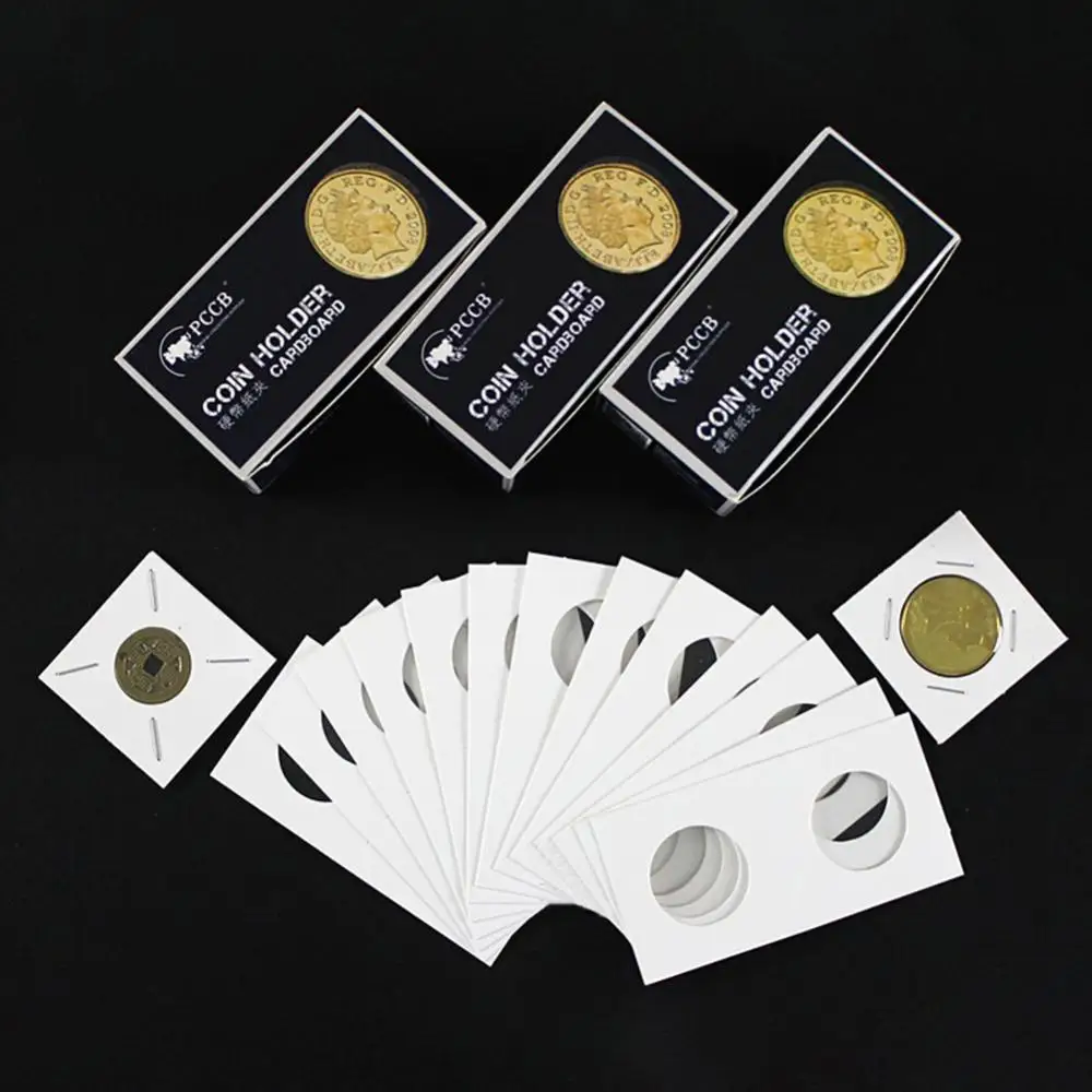 100Pcs Cardboard Coin Holders Coin Album Collection Stamp Holders Cover Case for 20.5/23/25/27.5/31.5/35/40mm Coin