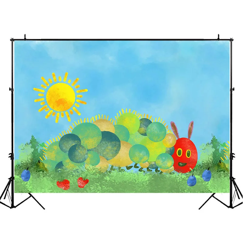 Bayi Anak-anak Fotografi Latar Belakang untuk Cute Caterpillar Foto Studio Booth Latar Belakang Ulang Tahun Baby Shower Latar Belakang