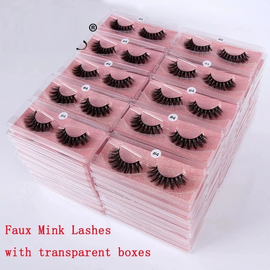 Wholesale 3D Faux Mink Eyelashes 10/30/50 Pairs Handmade Lashes Volume Natural Soft Mink Lashes Beauty Makeup Tools