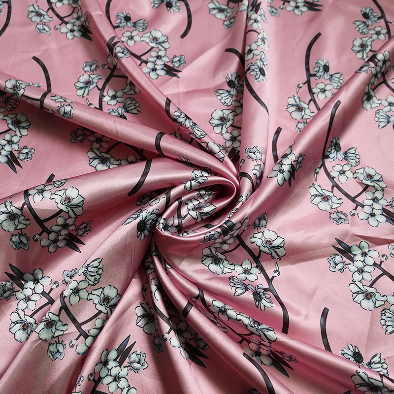 By Meter Blumen-Satin-Stoff, glänzend, weich, Schal, Hemd, Nachtwäsche, Material Charmeuse – Detail 30