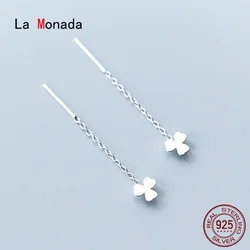 La Monada Leaf Flower Dangle Women Drop Silver Earrings 925 Sterling Silver Short Fine Jewelry For Women Hanging Korean Earrings