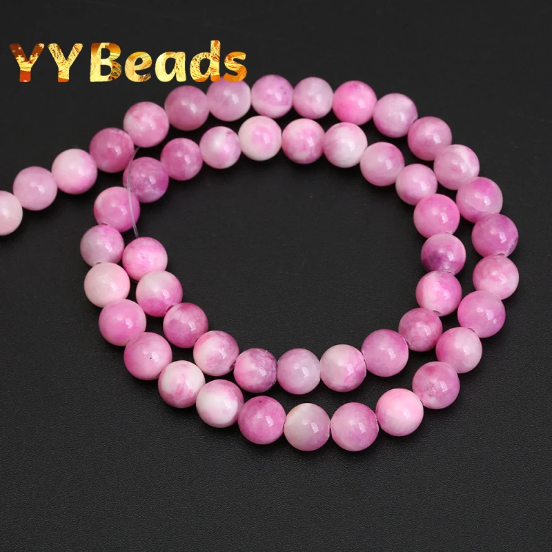 Natural Purple Pink Persian Jades Stone Beads 6-12mm Purple Jades Loose Spacer Beads For Jewelry Making DIY Bracelets Earrings