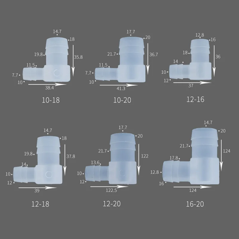 2 sztuk pod kątem 90 stopni w kształcie litery L, stawów i zmiennej Pagoda wąż kolankowy złącze 2.4MM 3.2MM 4MM, 6MM, 8MM, 10MM, 12MM 14MM 16MM 18MM