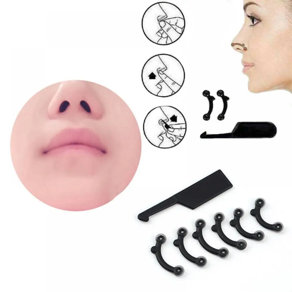 6pcs/set Nose Clip Corrector Massage Tool Nose Up Lifting Shaping Clip Clipper Shaper Bridge Straightening Women Nose Massager