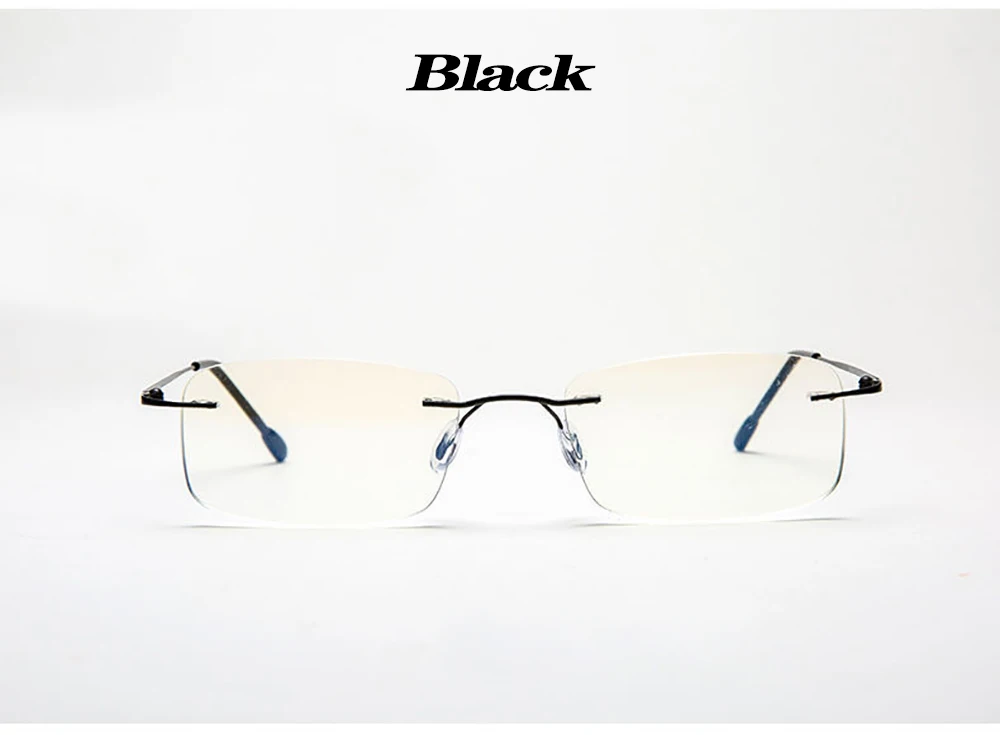 Randlose Lesebrille aus Titanlegierung, ultraleicht, quadratisch, flexibel, Presbyopie-Brille, Anti-Blue-Ray-Brille, Unisex – Detail 4