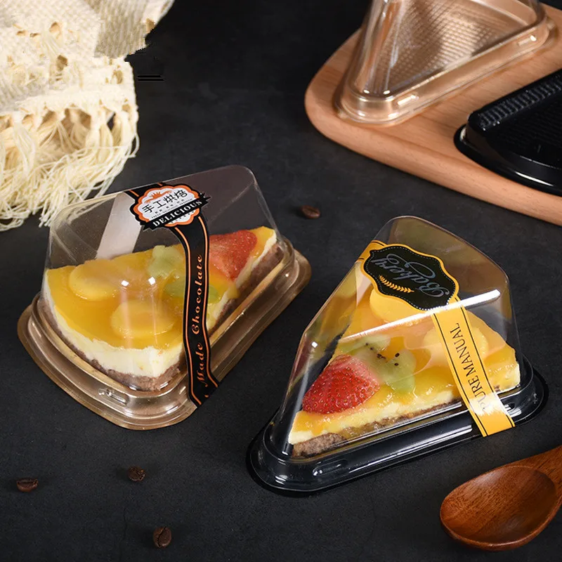 

100Pcs Triangle Cake Box Cut Pieces Mousse Pastry Cheese Packaging Case Transparent Blister Boxes
