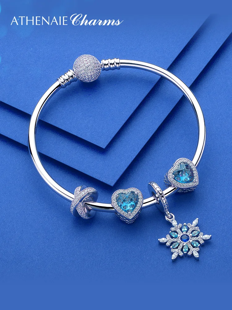 ATHENAIE 925 Sterling Silver with Clear CZ Galaxy Cross Ring Bead Charms for Women Charms Bracelet fit Valentine'Day Girl Gifts