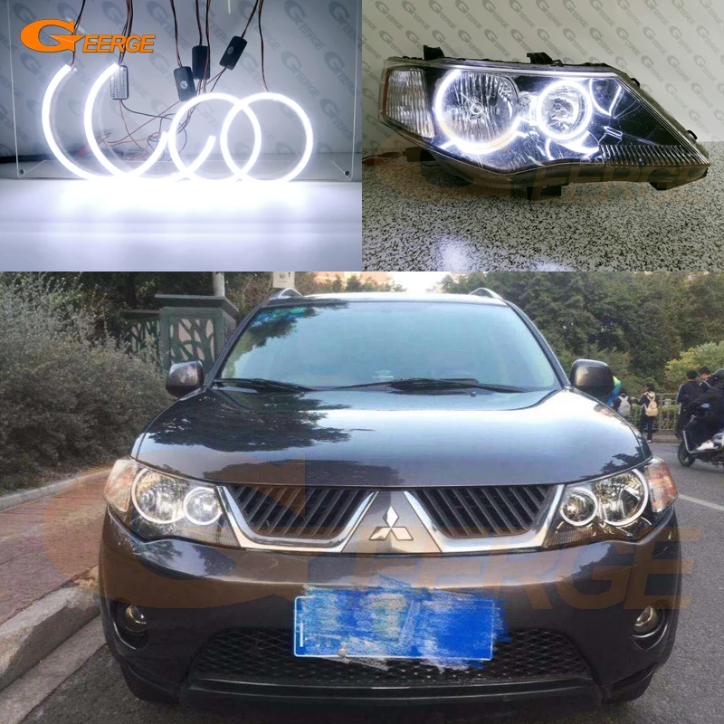 For Mitsubishi Outlander II 2006 2007 2008 2009 2010 2011 2012 Ultra Bright COB LED Angel Eyes Halo Rings Kit Car Accessories