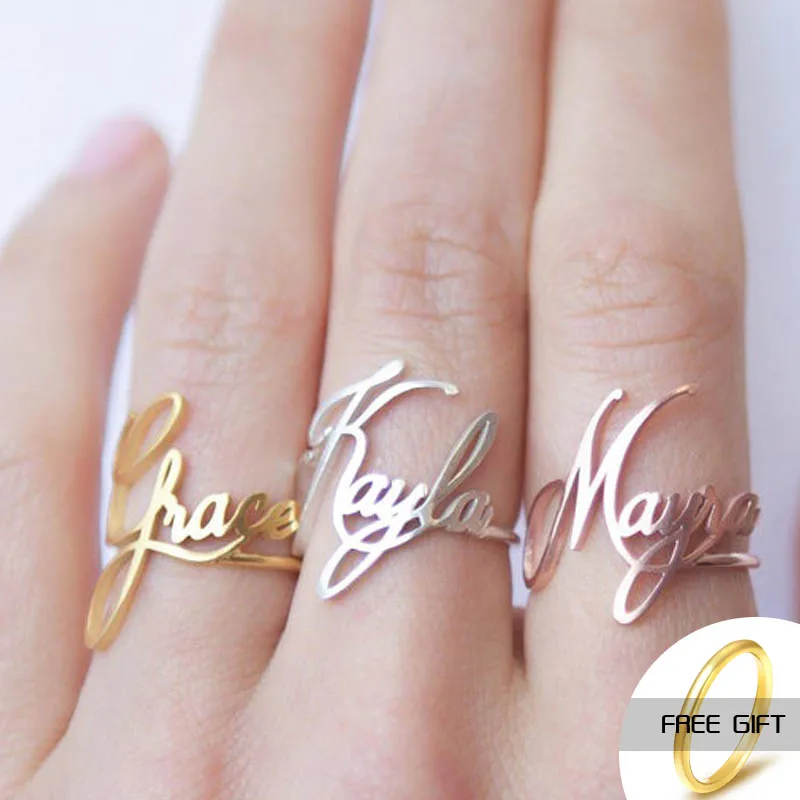 

Name Ring for Women Custom Name Stainless Steel Ring for Her Personalized Gift for Friend Anillos Mujer de Moda Bague Femme