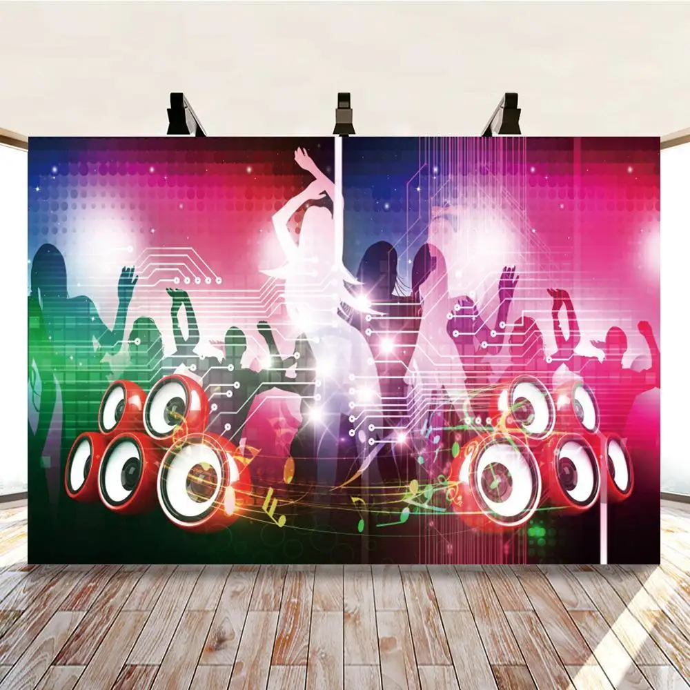 Dance Musical Symbol Background Picture Studio Beat Audio Frequency Sexy Women Birthday Club Party Photography Backdrop