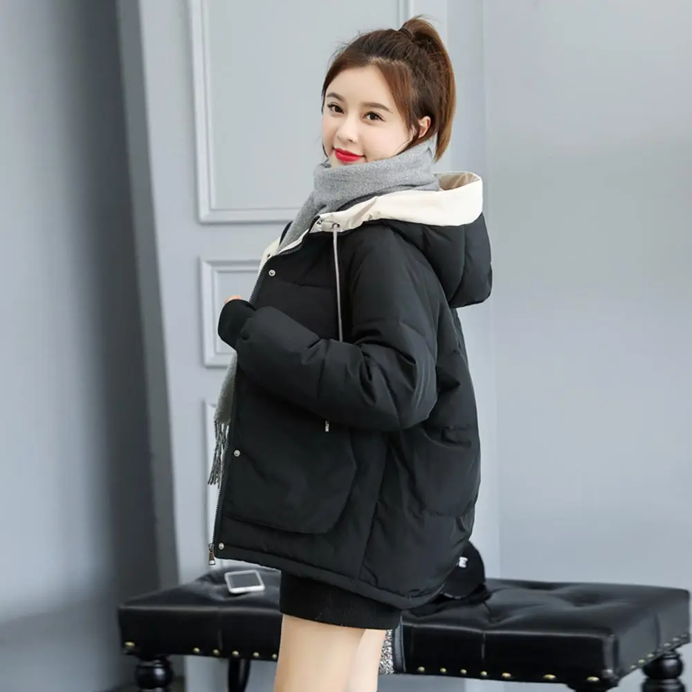 Vielleicht Women Winter Jacket Loose Parkas Patchwork Thickening Warm Coat Hooded Female Down Cotton-padded Short Jacket Coat