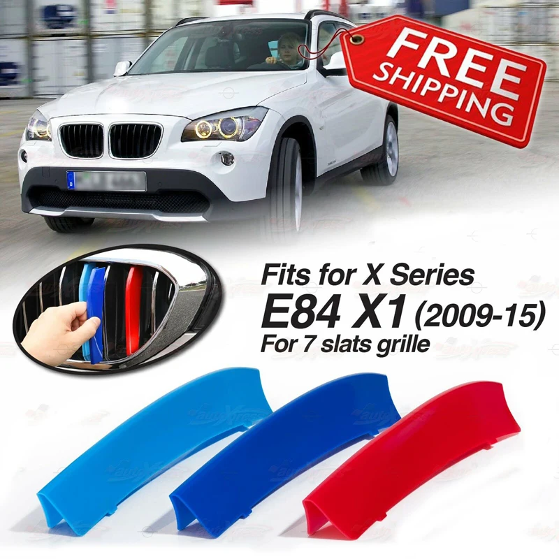 Sport M Style Color 7 Slat Grille Cover Clip Trim For BMW X1 E84 2010-2015 Front Kidney Grill Decorative Parts