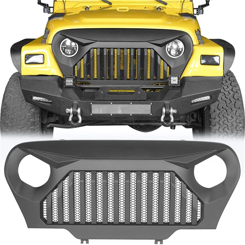 

Автомобильная передняя сетчатая вставка-гладиатор, аксессуары для Jeep Wrangler TJ и LJ Unlimited 1997-2006, крышка передней решетки