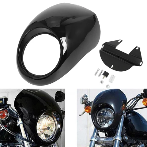 Защитная Решетка Фары Для Мотоциклов Harley 883 1200, Черная, Из АБС-пластика, С Ветровым Стеклом, Для Dyna Sportster XLCH