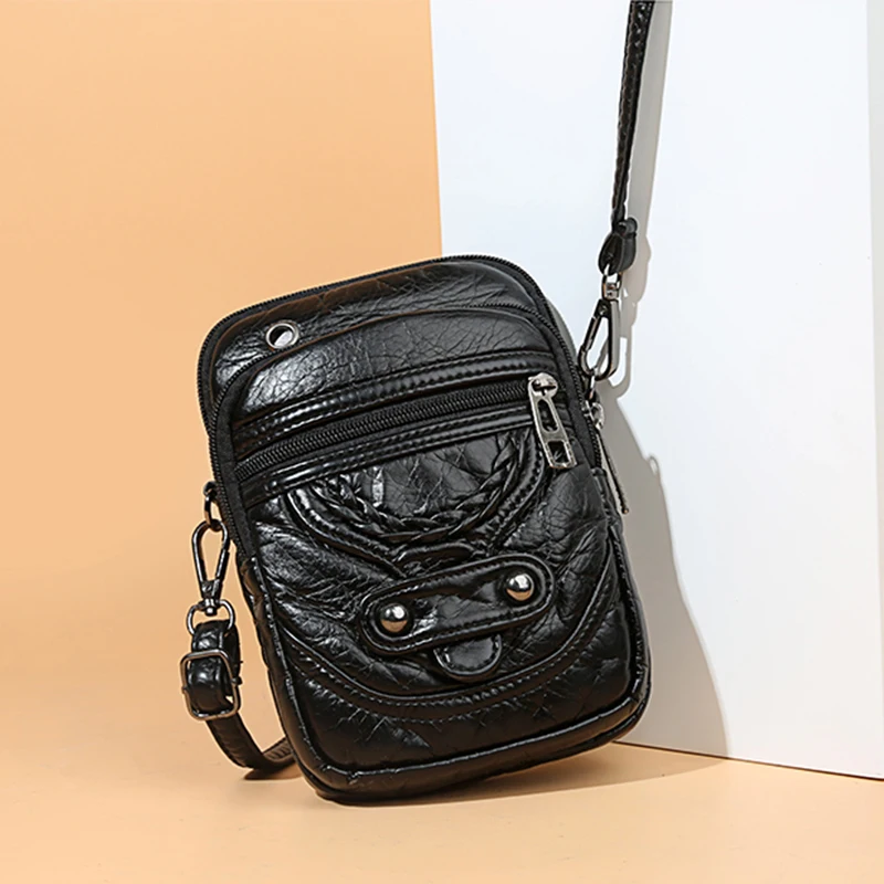 Multifunktion ale weiche pu Leder kleine Umhängetasche für Frauen Vintage Umhängetasche Geldbörse Handy Baga Handtasche Geldbörse – Detail 17