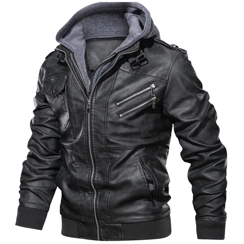 Leather Jacket Men\'s Winter Vintage Motorcycle Biker Leather Jacket Coat Windproof Warm Winter Pilot Leather Jackets