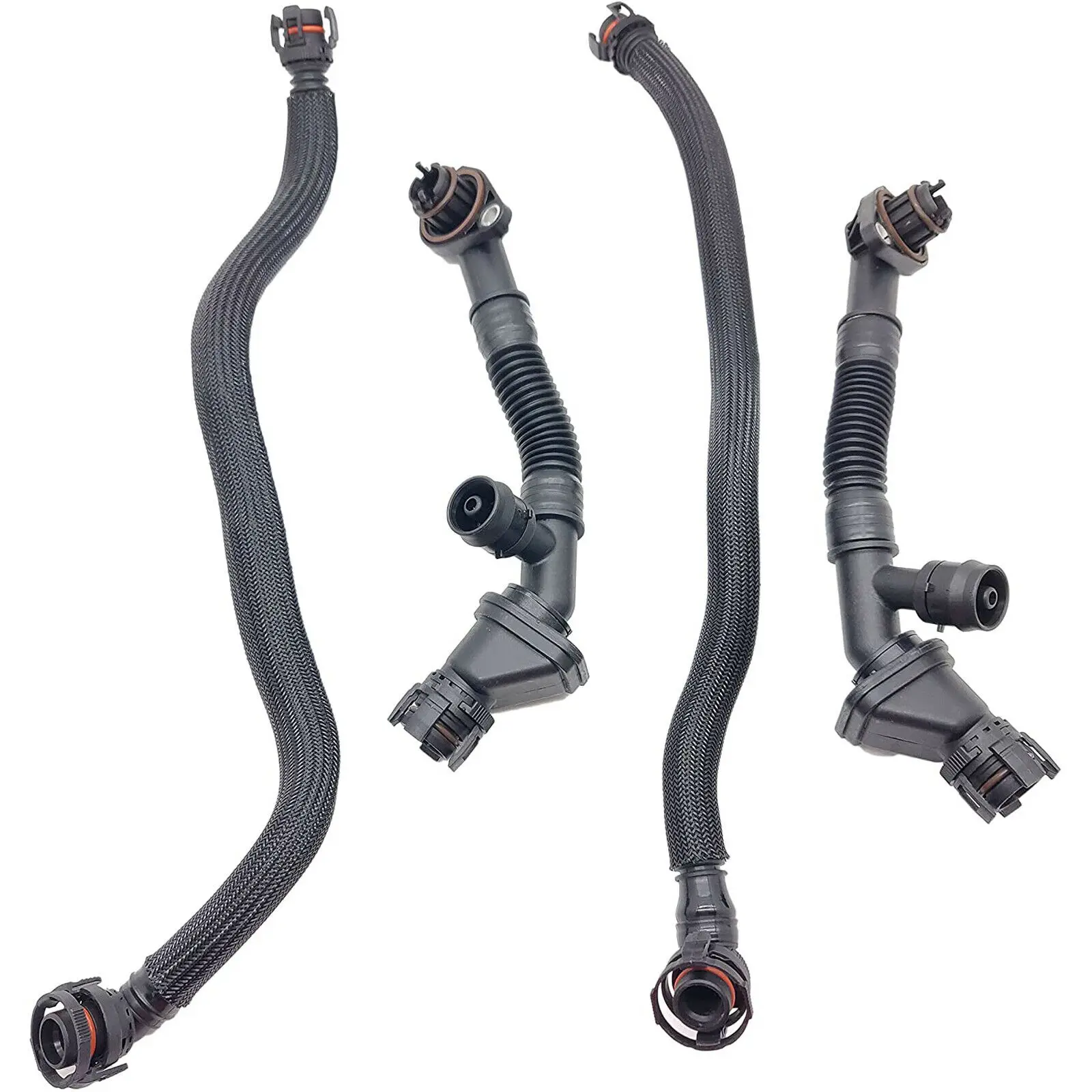 4 LH & RH Ngực Ống Lồng Vắt Thông Hơi Ống Cho Xe BMW 550i 650i 750i 750Li Alpina B7 X5 X6 11157575640 11157575641