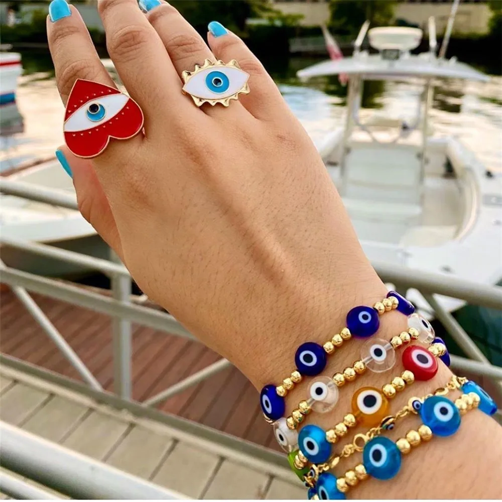 Go2boho INS Fashion Eye Bracelet Femme Jewelry Fashion Gold Color Beads 2023 Jewellery Beaded Stretch Bracelets Wholesale