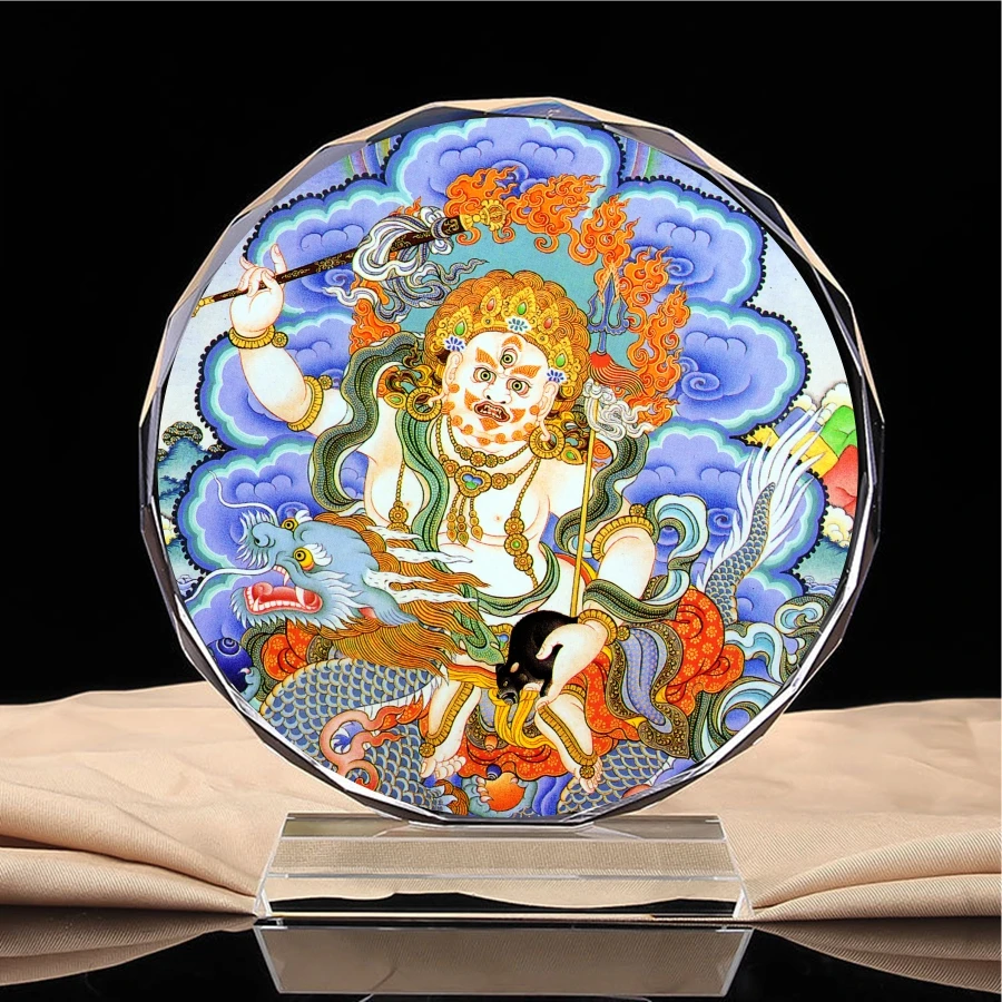 

Tantric Dharma Protector: Thangka Buddha, white God of wealth, crystal ornaments, handicrafts, home decorations