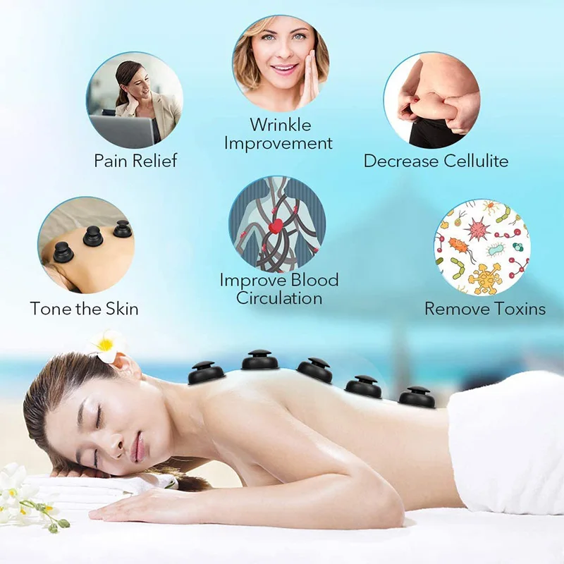 Silicone Cupping Ventosa, Conjuntos de Terapia, Massageador, Anti Celulite para Massagem Corporal Facial, Tecido Profundo, Massagem, 12Pcs