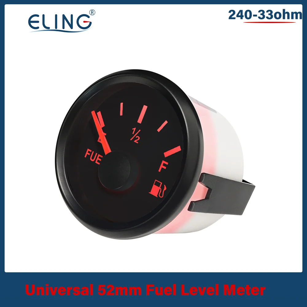 ELING Auto Fuel Tank Level Gauge Meter 240-33ohm Signal 12V 24V with Red Backlight Level Sensor