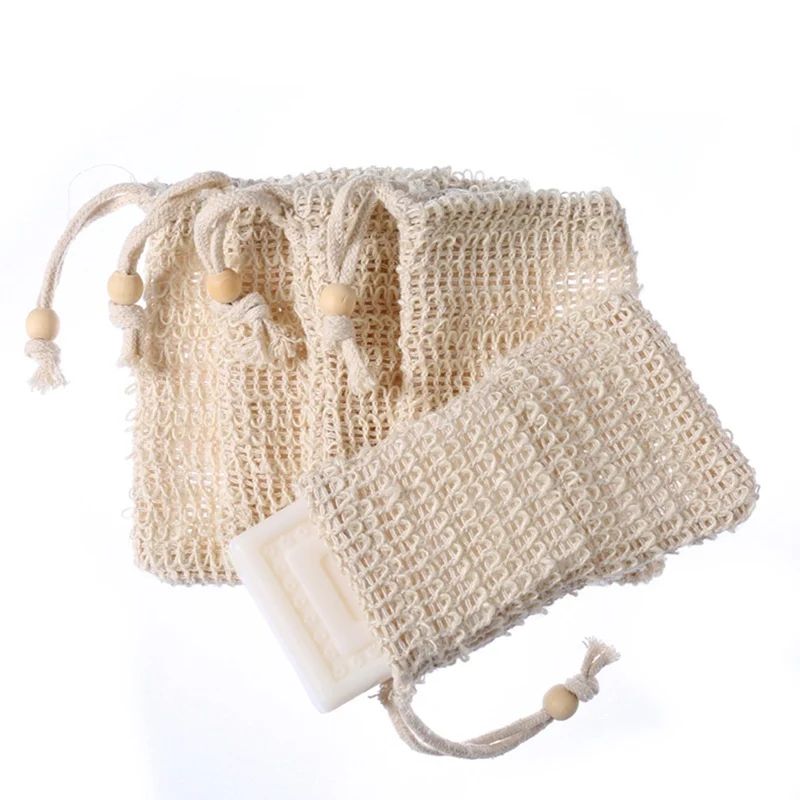 Drop Shipping 10pcs/set 9×14cm Soap Saver Exfoliating Natural Sisal Soap Bag Pouch For Prolong Soap Life