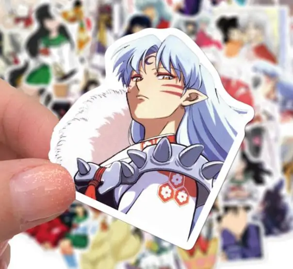 10/30/50/100 pçs dos desenhos animados anime inuyasha adesivos à prova dwaterproof água skate viagem mala telefone portátil bagagem adesivos bonito