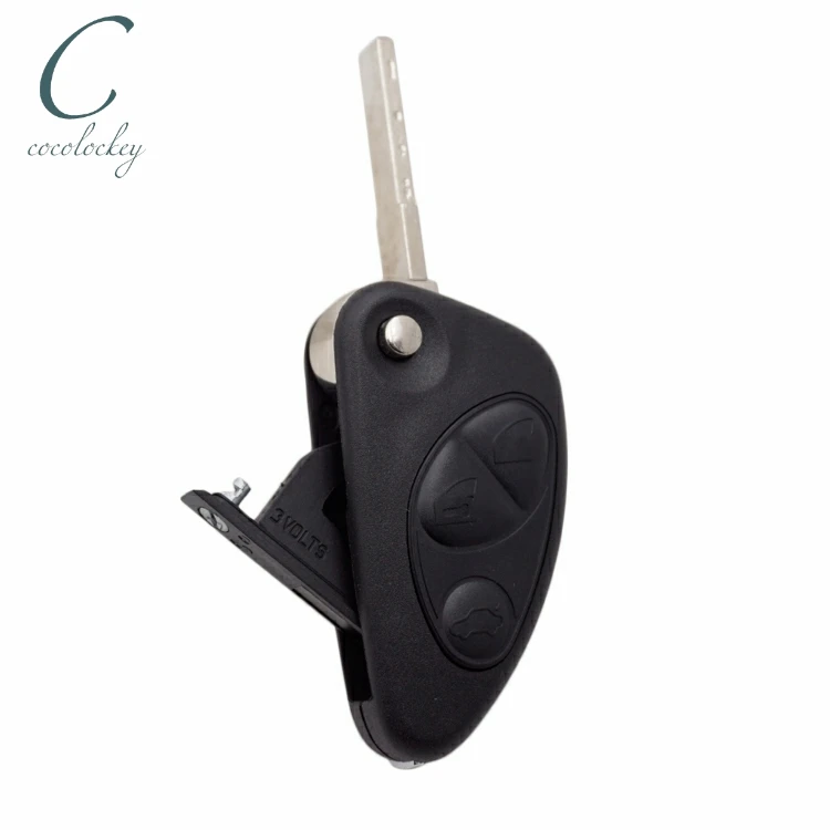 Cocolockey Flip obudowa pilota z kluczykiem samochodowym dla Alfa Romeo 147 156 GT 3 przyciski Uncut Blade Blank wymiana brak Logo obudowa składanego kluczyka