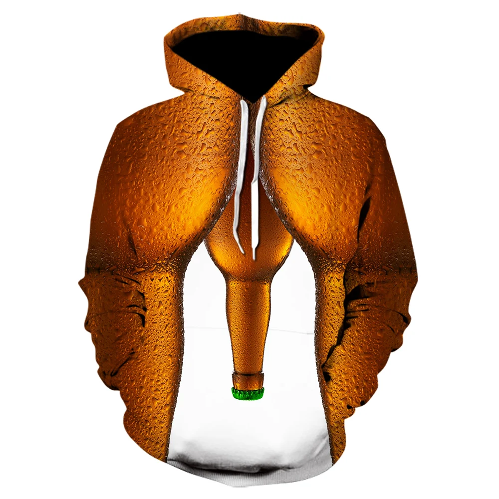 

2020 3D hooded sweatshirt men's beer 3D printing casual fashion street jacket pullover spring sportswear