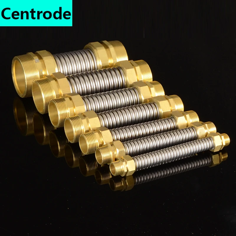 304 stainless steel central air conditioning bellows 1/2IN 3/4IN 1 inch double outer wire copper head metal hose DN15 20 25 image 4
