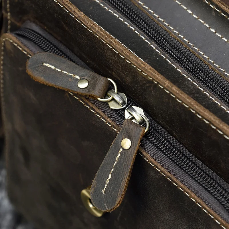 Bolsa de ombro de couro de vaca masculina, cavalo louco vintage, bolsa tiracolo casual, pasta de couro, bolsa iPad