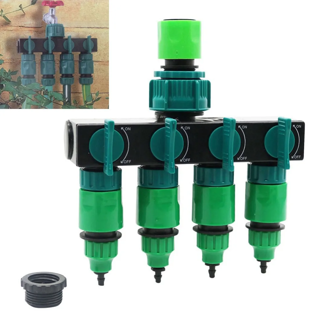 

Garden Sprinkler 4-way Tap Water Hose Splitter 4/7mm or 8/11mm Pipe Connector