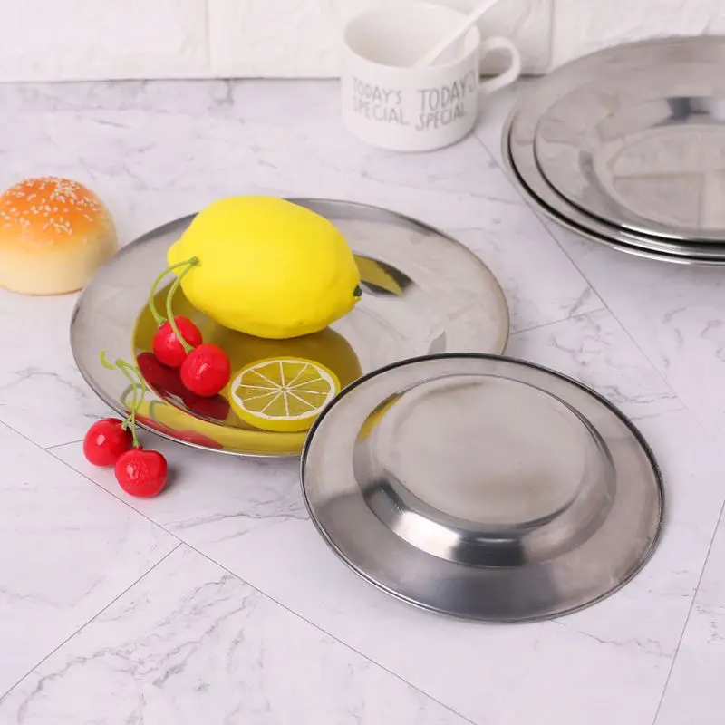 Đồng Hồ Nam Dây Thép Không Gỉ Vòng Đĩa Dùng Tiệc Món Ăn Khay Đựng Thực Phẩm Cắm Trại Dã Ngoại Bộ Đồ Ăn 16-24Cm Wholesalse
