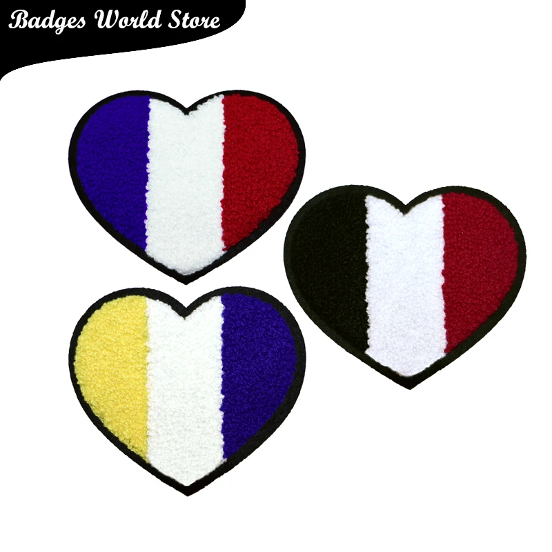 Fashion Heart-shaped patch tricolor icon towel embroidered applique patches for DIY Iron on badges on clothes stickers